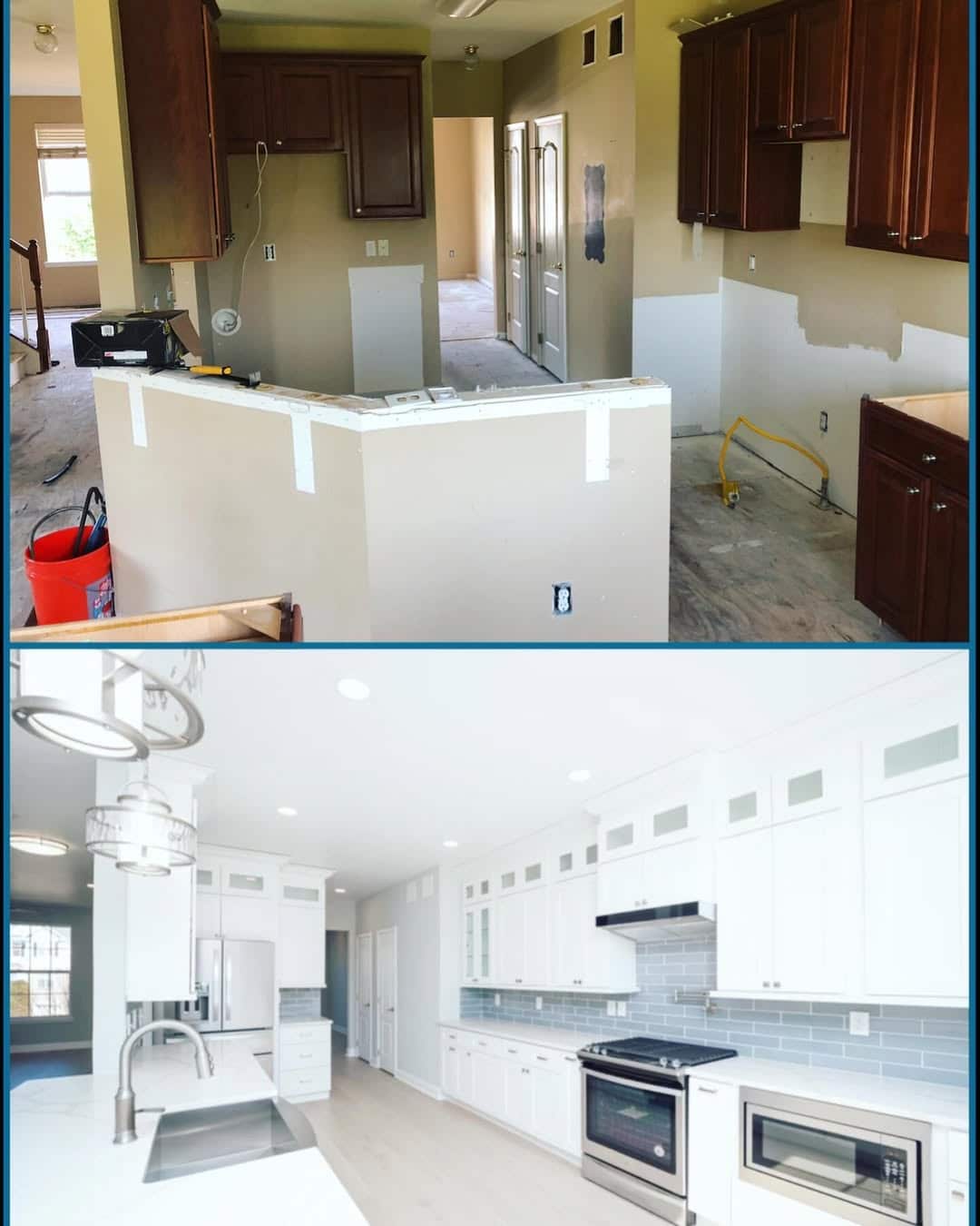 Before and after of an INSPO kitchen renovation